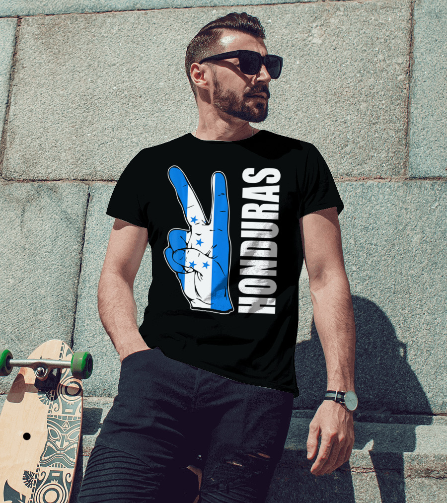 Peace In Honduras Love Hondura Honduran Flag V Sign T-Shirt