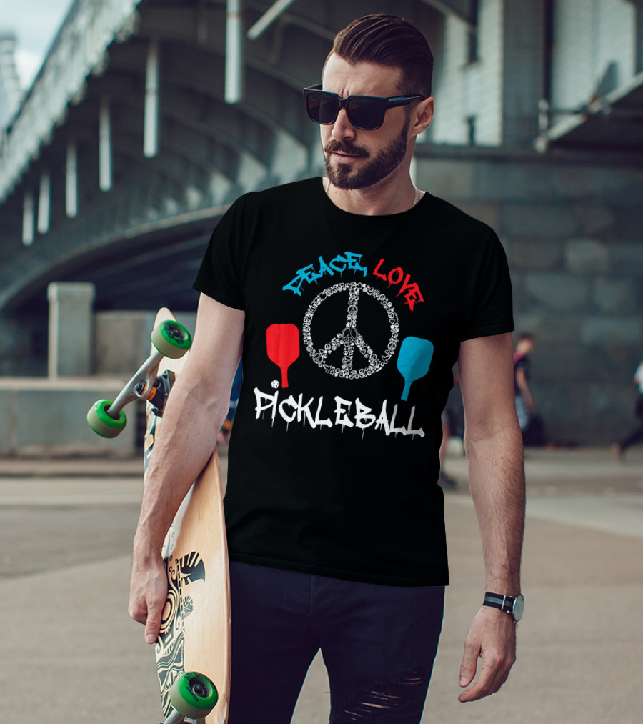Peace Love Pickleball Funny Player T-Shirt