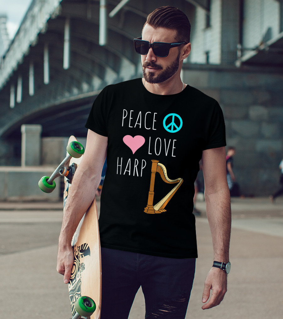 Peace Love Harp Player Musician Harpist T-Shirt