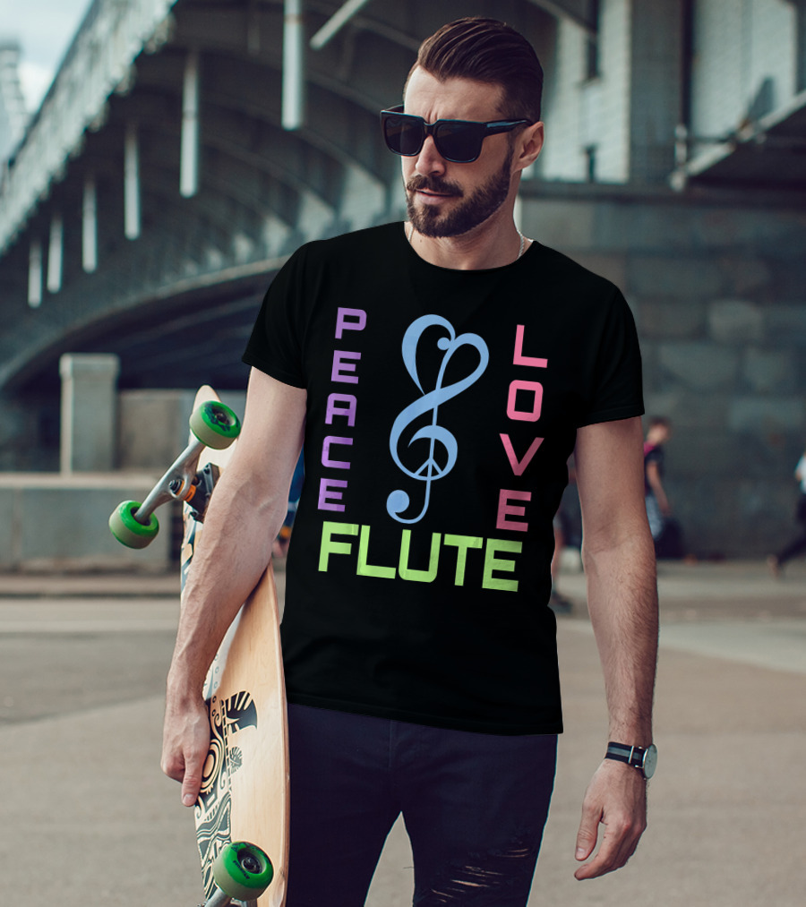 Peace Love Flute Music Clef Harmony T-Shirt
