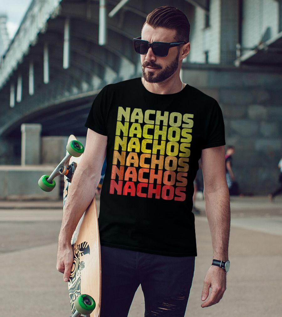 Nachos Retro Funny Tuesday Tacos Repeated Nachos Text T-Shirt