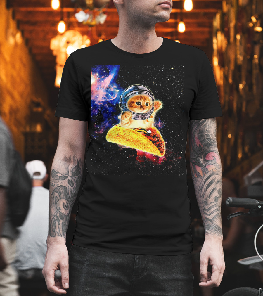 Crazy Space Taco Cat Astronaut Galaxy Adventure T-Shirt