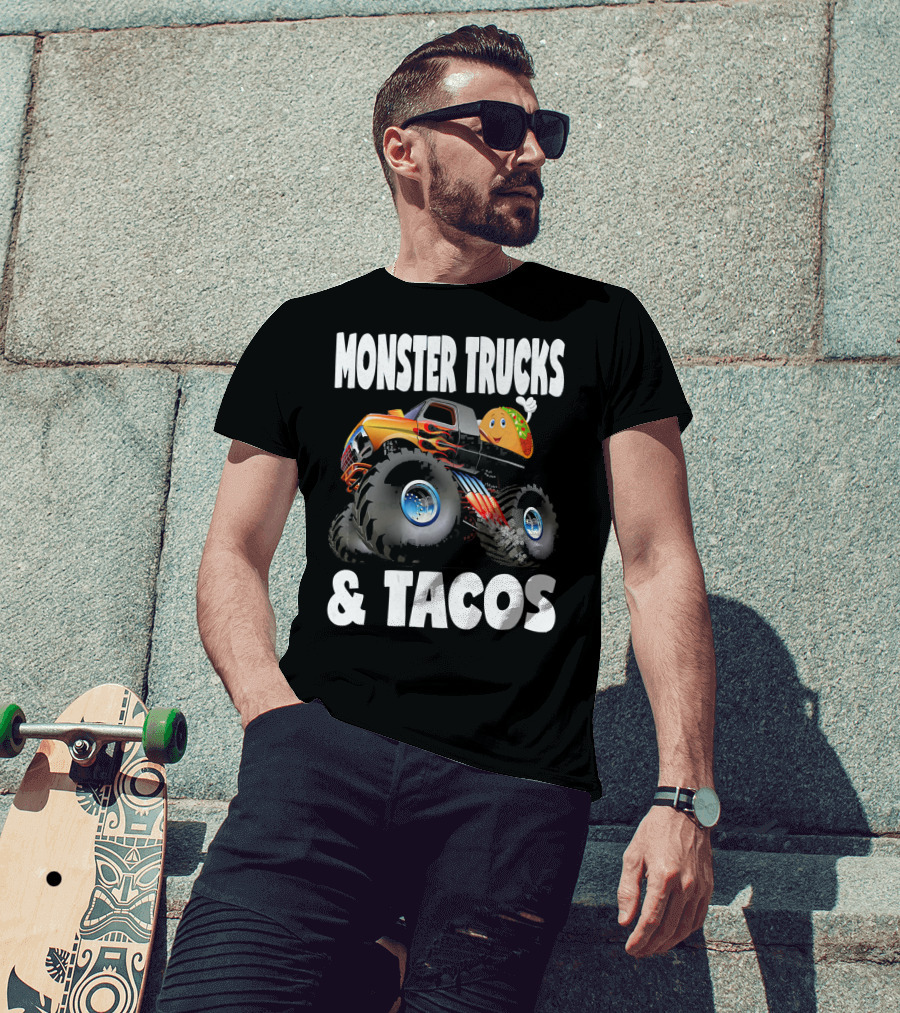 Monster Trucks And Tacos Funny Cute Taco Truck Adventure T-Shirt