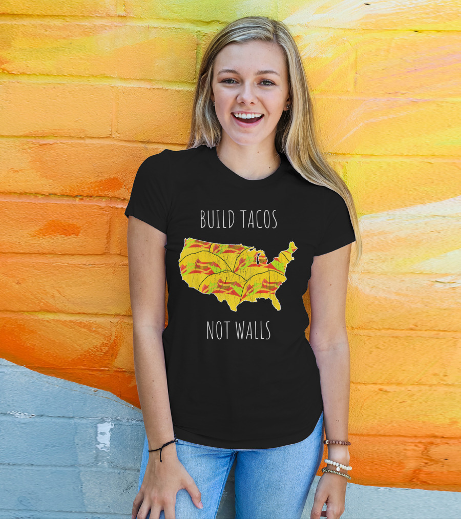 Build Tacos Not Walls USA Map T-Shirt