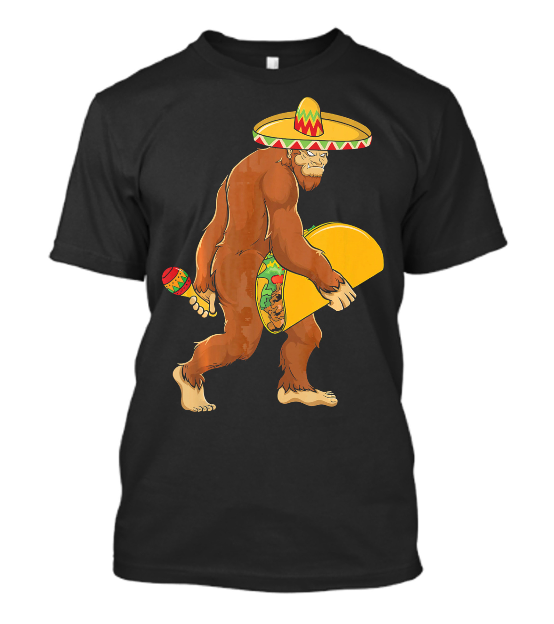 Bigfoot Cinco De Mayo Sombrero Taco Maraca T-Shirt