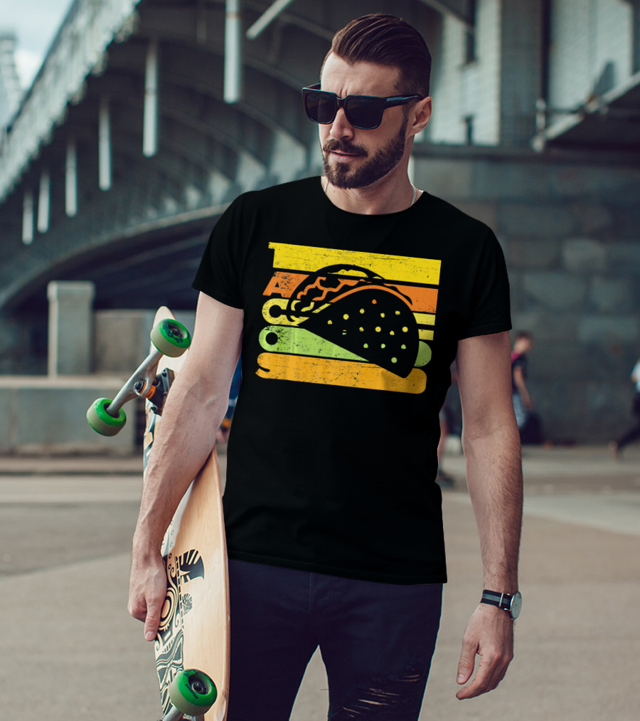 Vintage Retro Style Tacos Funny Ta Stripes Taco T-Shirt