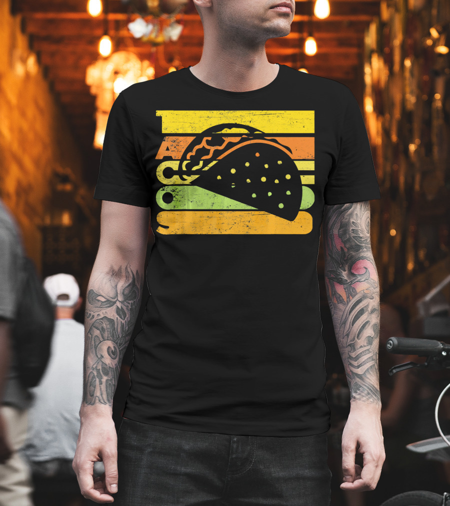 Vintage Retro Style Tacos Funny Ta Stripes Taco T-Shirt