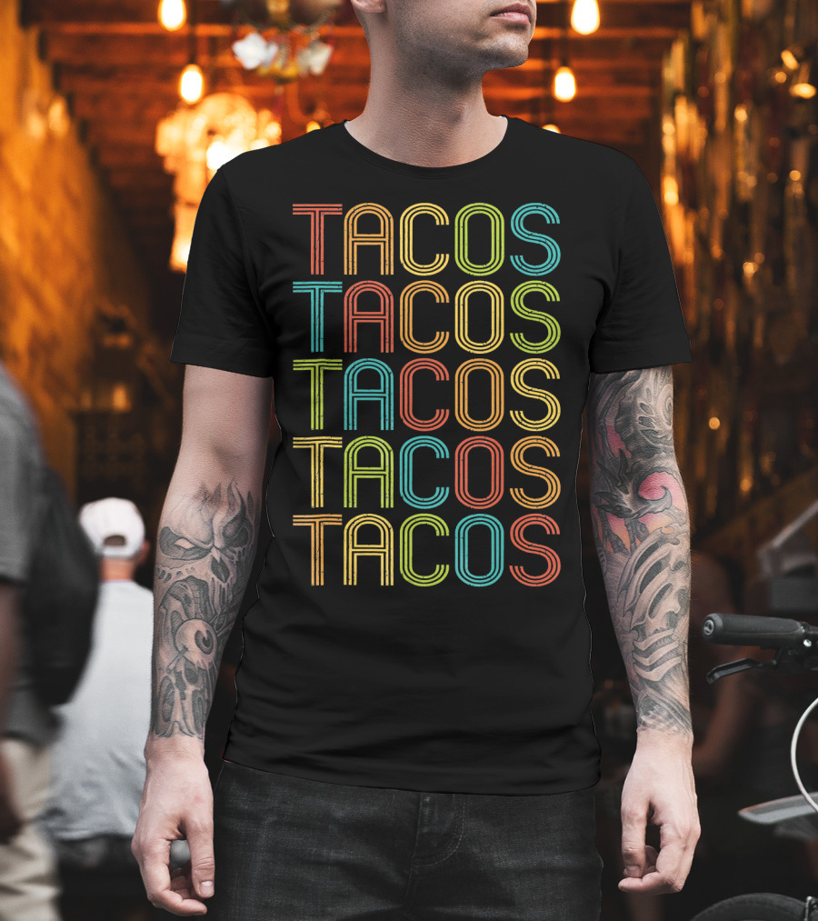 Vintage TACOS Rainbow Retro 70s T-Shirt