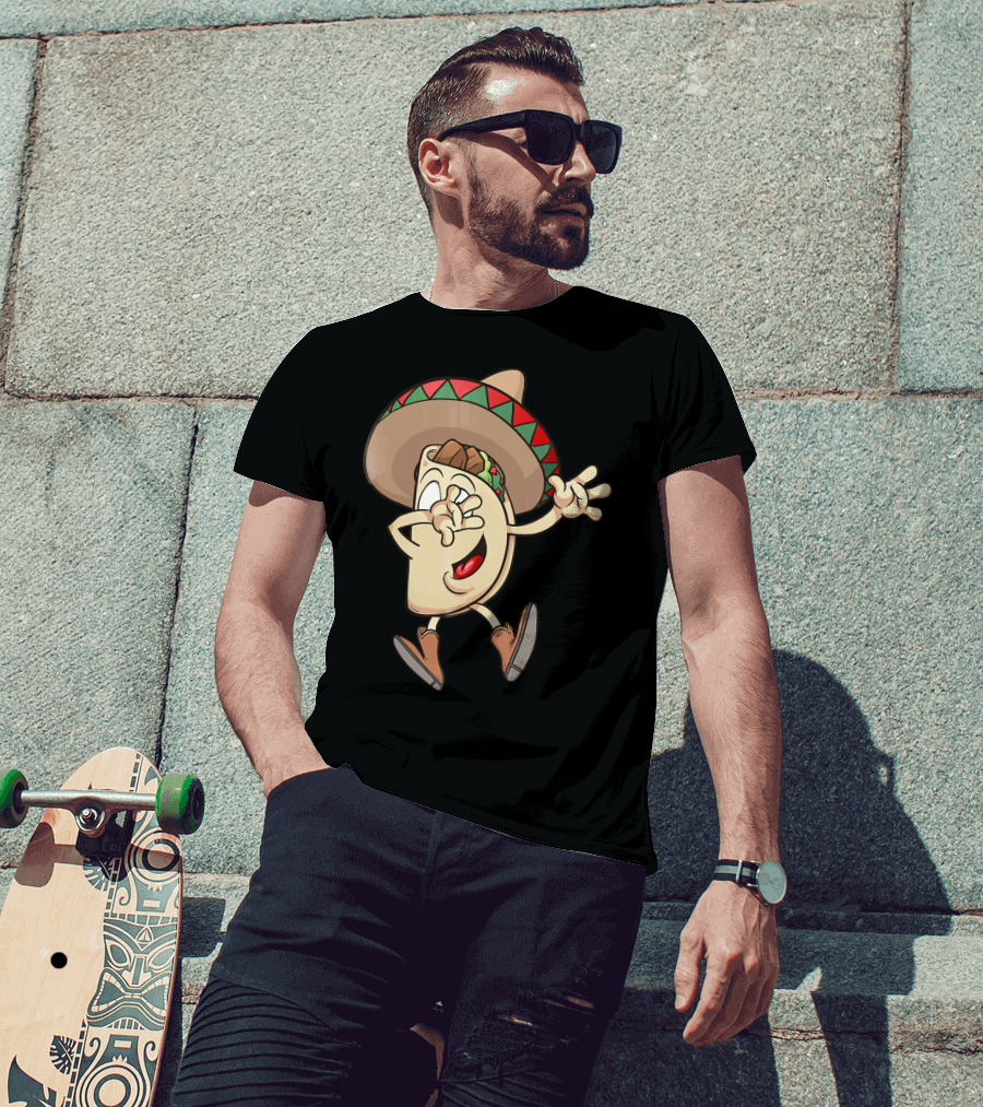Taco Dance Funny Sombrero Wearin' Animated Taco Character T-Shirt