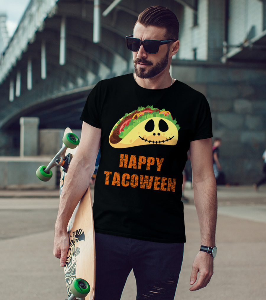 Happy Tacoween Halloween Taco Skeleton Face T-Shirt