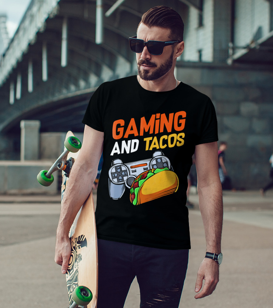 Gaming And Tacos Food Gaming Controller Fun T-Shirt