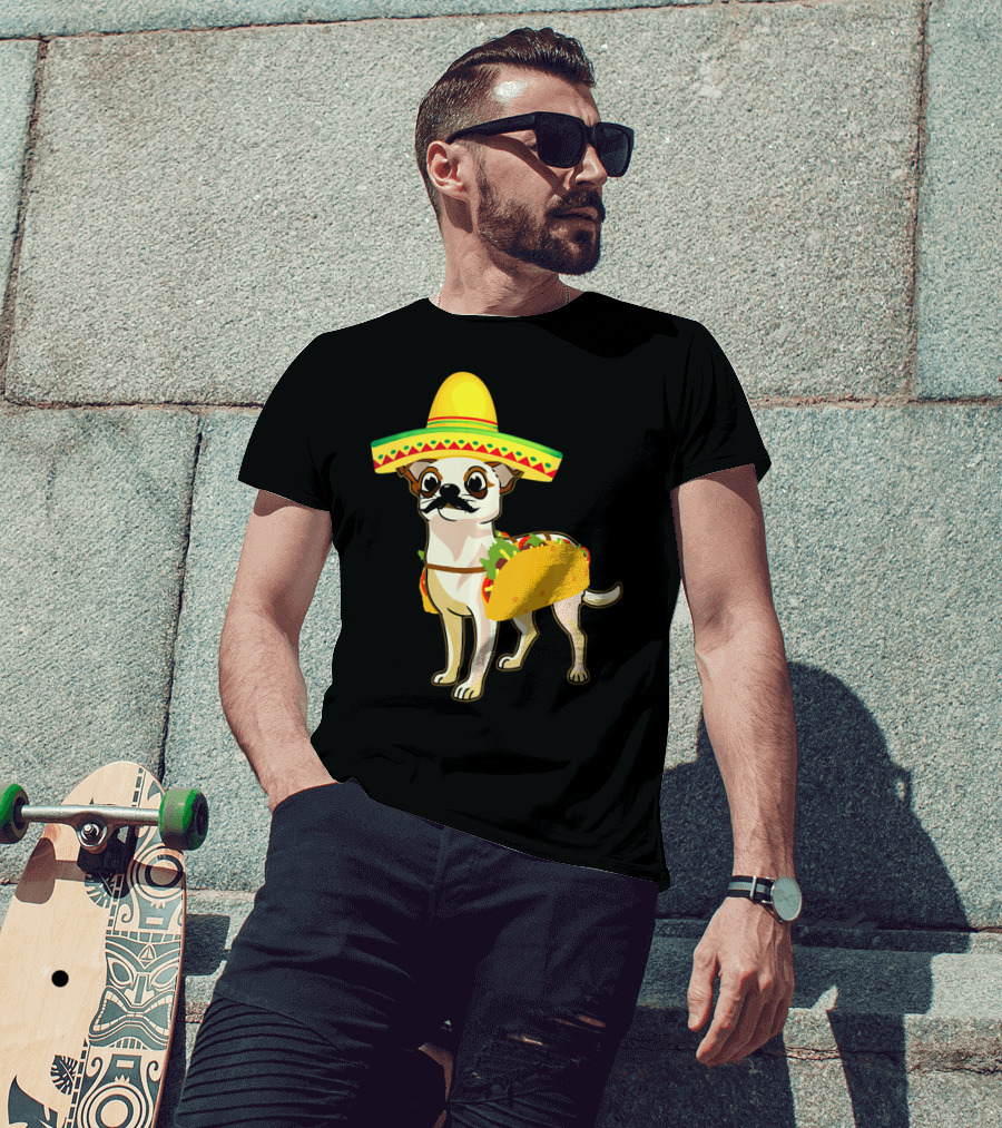 Funny Mexican Chihuahua Taco Cinco De Mayo T-Shirt