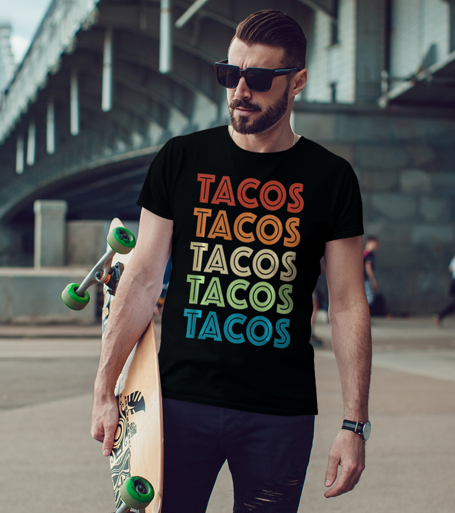 Vintage Tacos Cinco De Mayo Colorful Typography T-Shirt