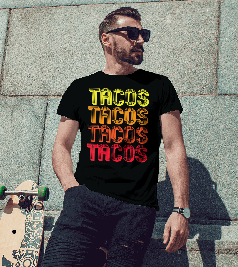 Vintage Tacos Guac Matching Set Funny Co Repeated Text Bold Gradient T-Shirt