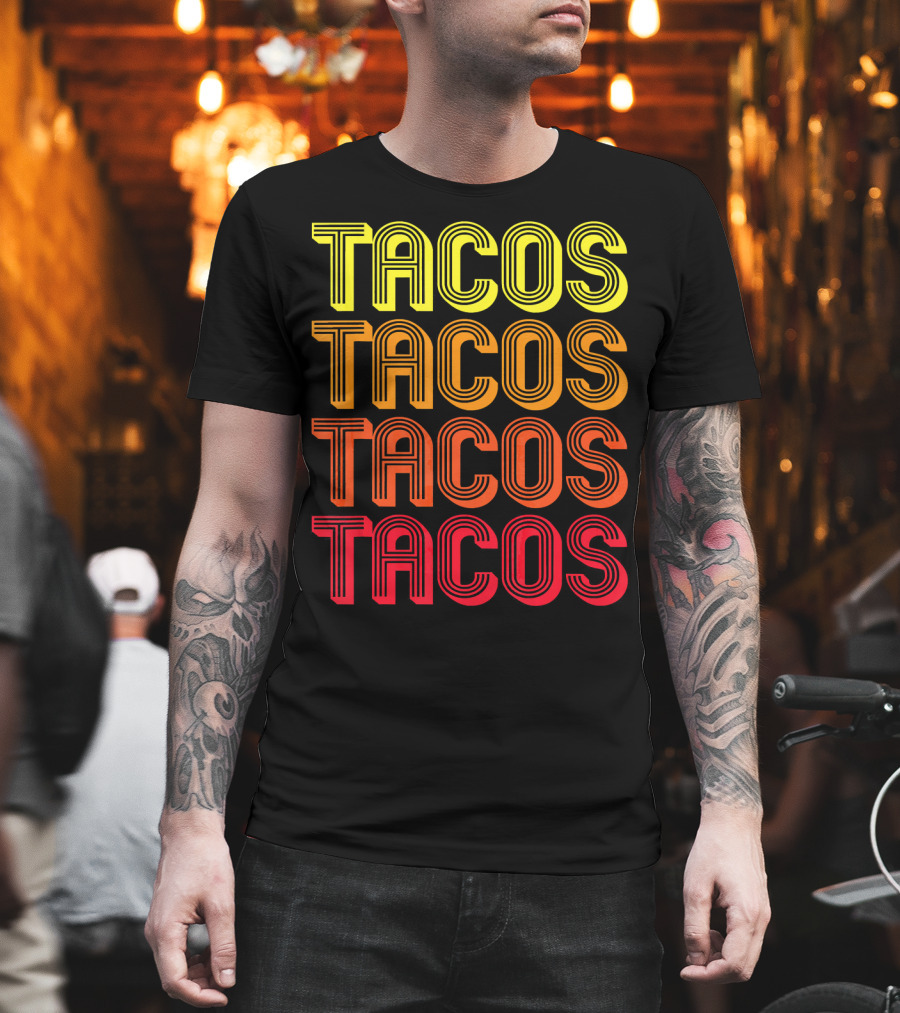 Vintage Tacos Guac Matching Set Funny Co Repeated Text Bold Gradient T-Shirt