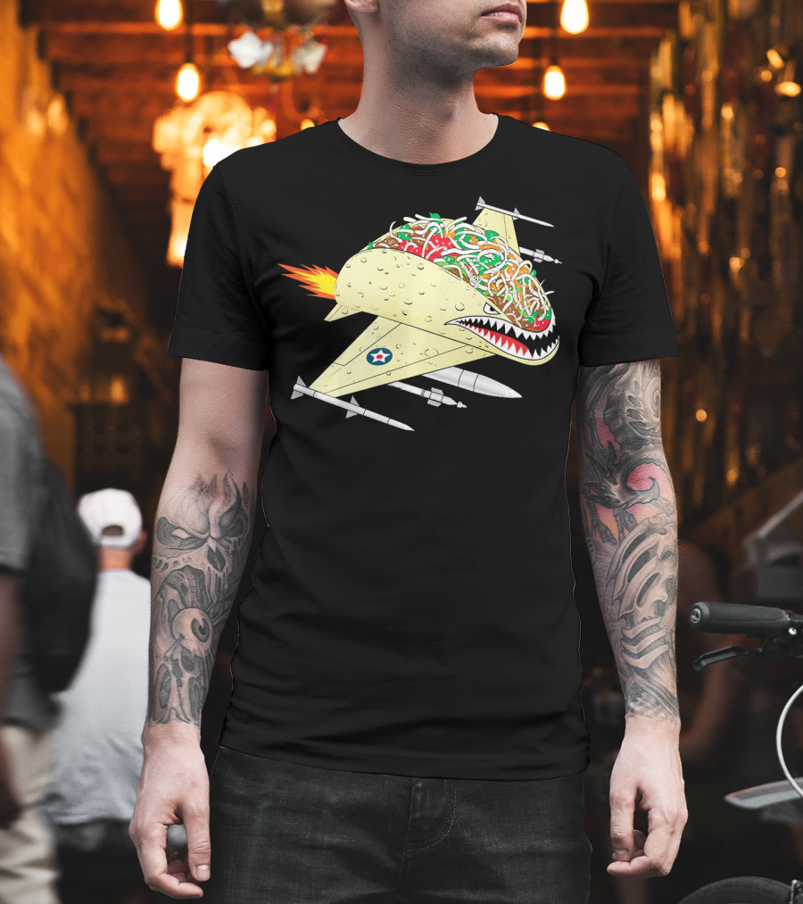 Taco Fighter Jet Air Force Military Shark T-Shirt