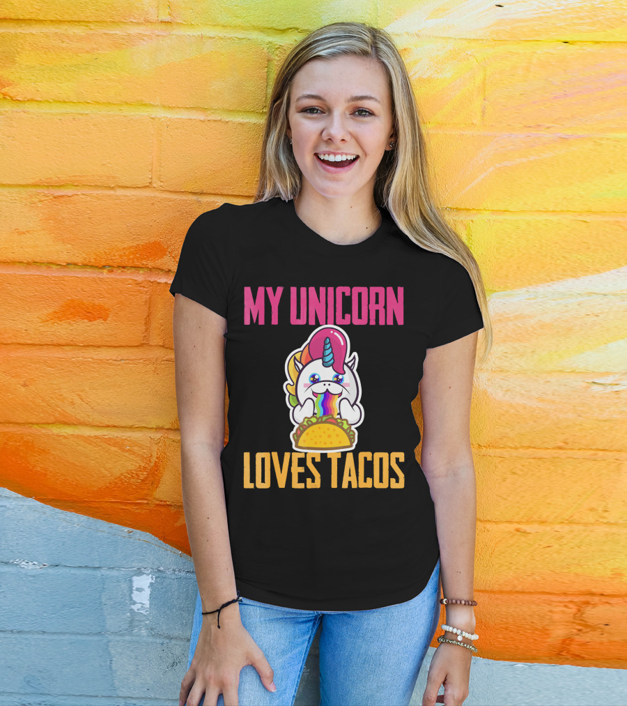 My Unicorn Loves Tacos Rainbow Taco Fun T-Shirt