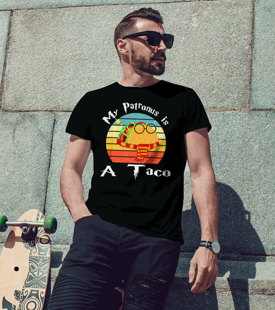 My Patronus Is A Taco Vintage Retro Rainbow Wizardry Fiesta T-Shirt