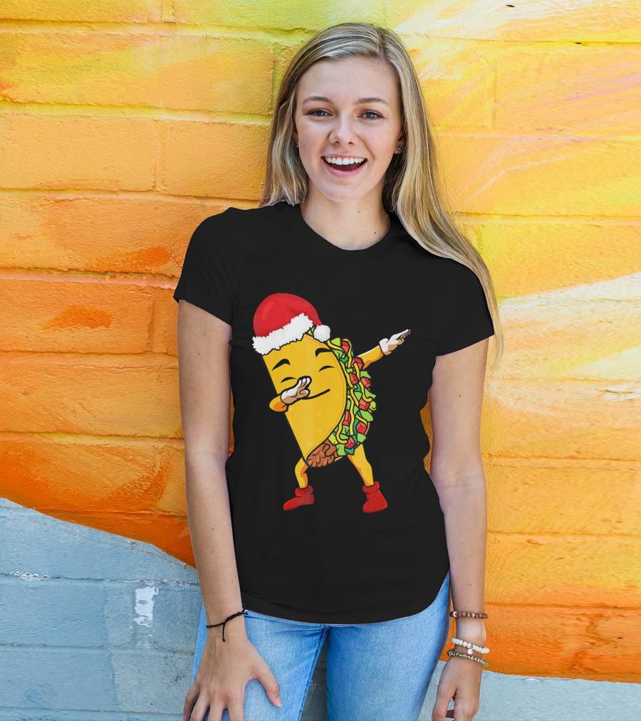Funny Taco Santa Dabbing Christmas Matcher T-Shirt