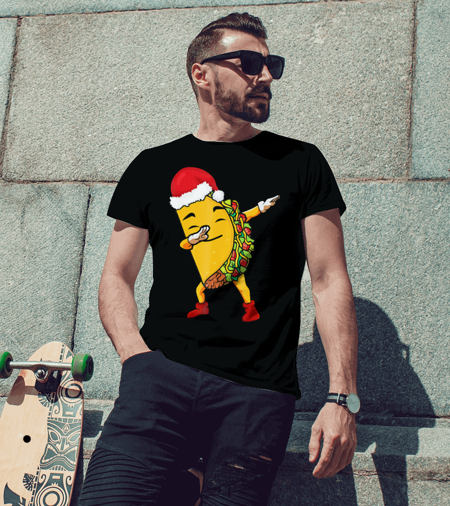 Funny Taco Santa Dabbing Christmas Matcher T-Shirt