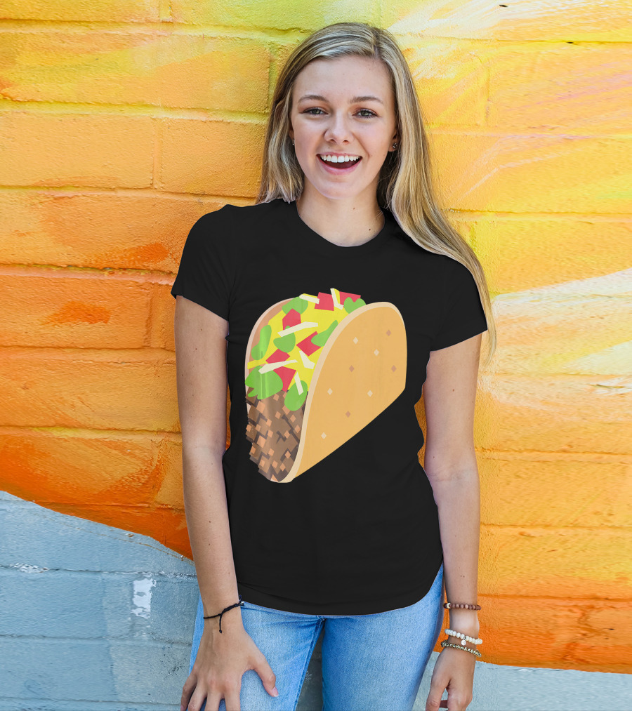 Emoji Taco Tuesday Mexican Tex Mex Torti Pixelated T-Shirt