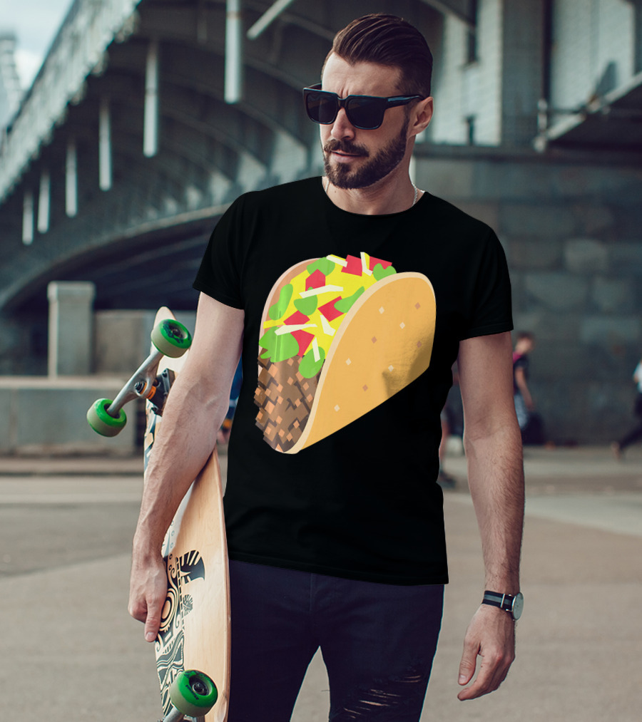 Emoji Taco Tuesday Mexican Tex Mex Torti Pixelated T-Shirt