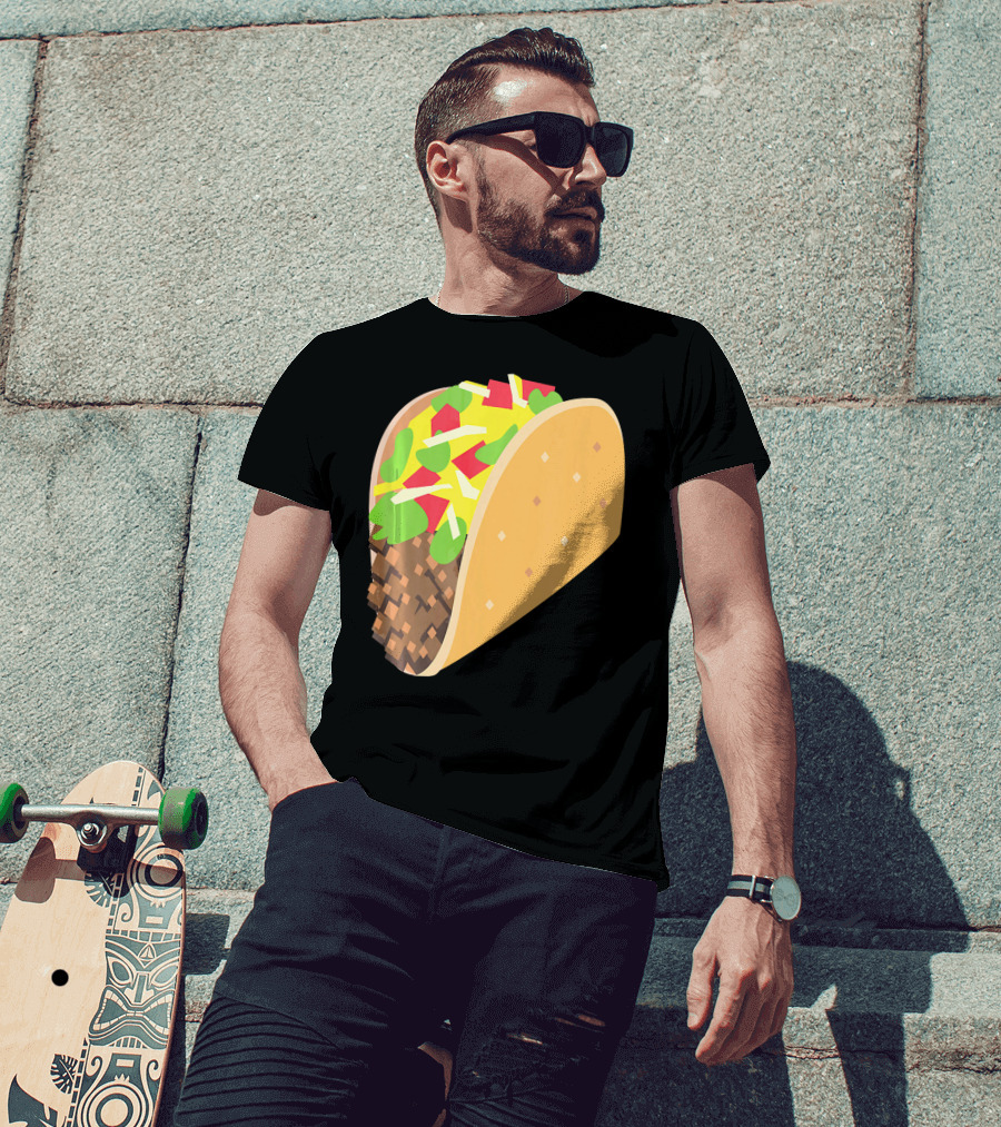 Emoji Taco Tuesday Mexican Tex Mex Torti Pixelated T-Shirt