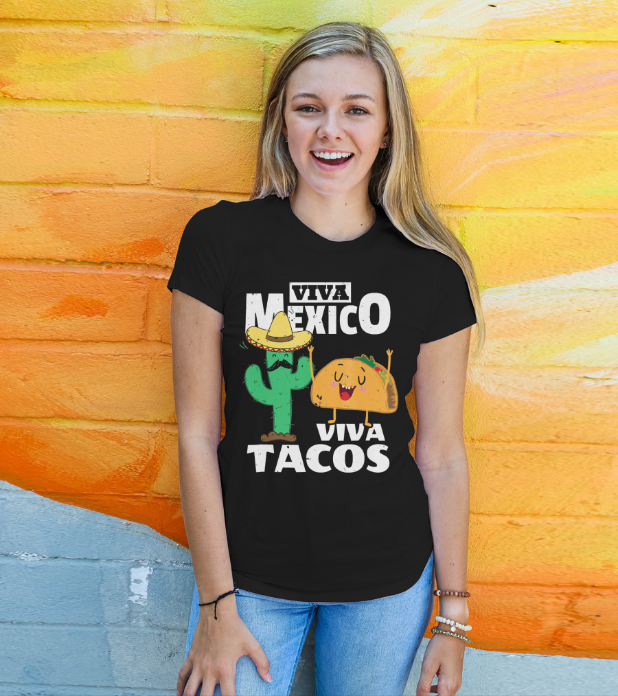 Viva Mexico Viva Tacos Cactus Sombrero T-Shirt