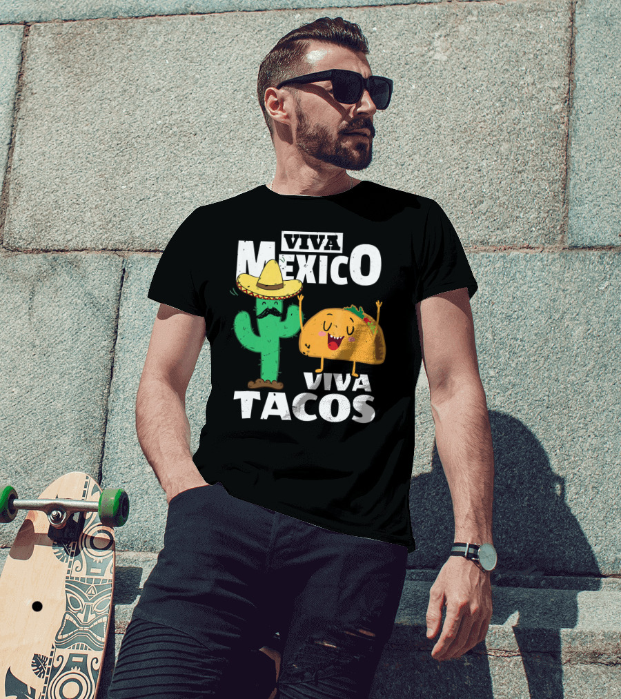 Viva Mexico Viva Tacos Cactus Sombrero T-Shirt
