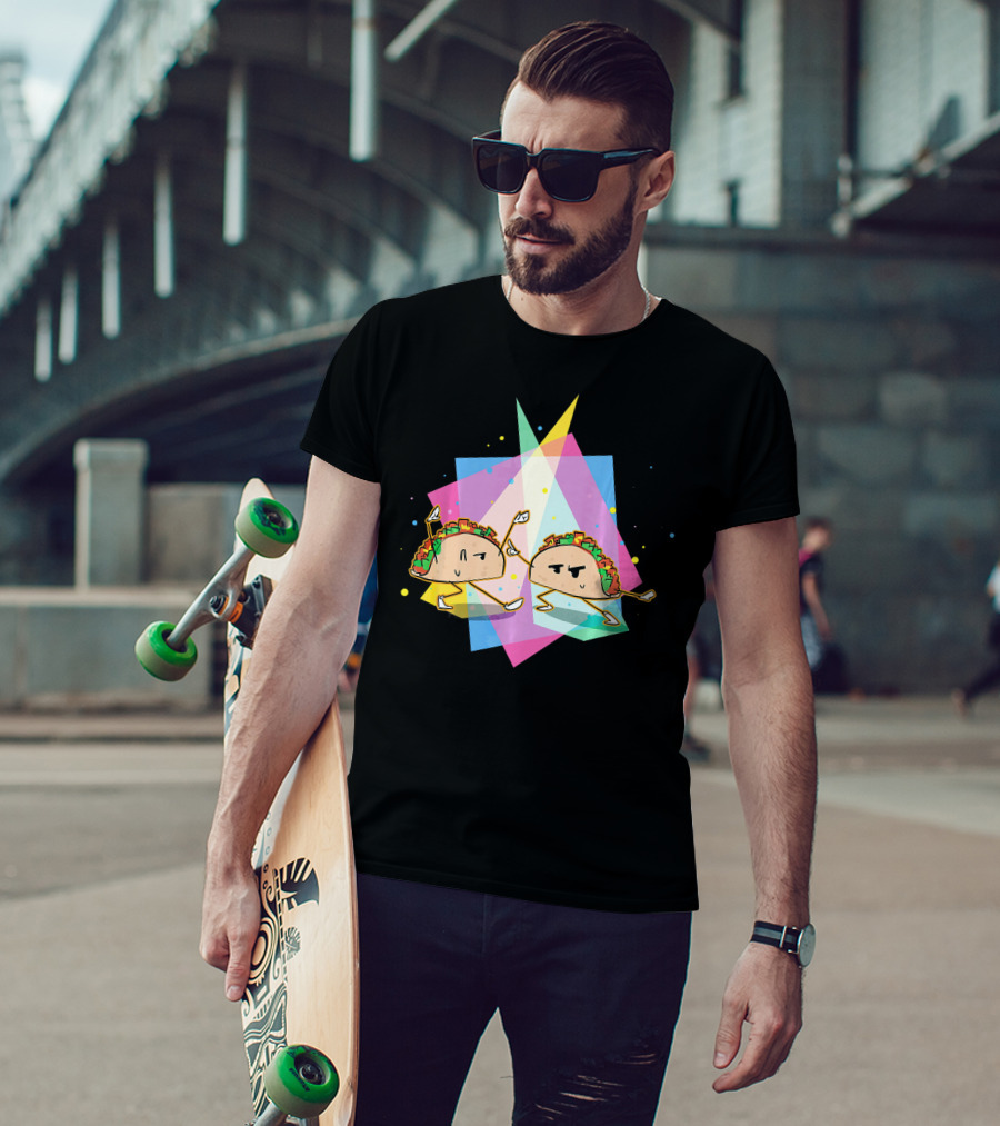 Dancing Disco Tacos Funny Taco 80s Retro T-Shirt