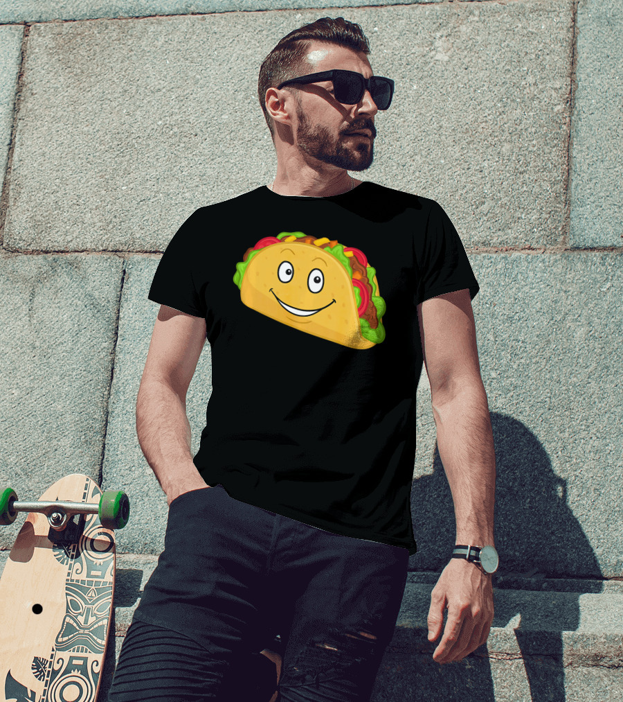 Happy Taco Snack Emoticon Face T-Shirt