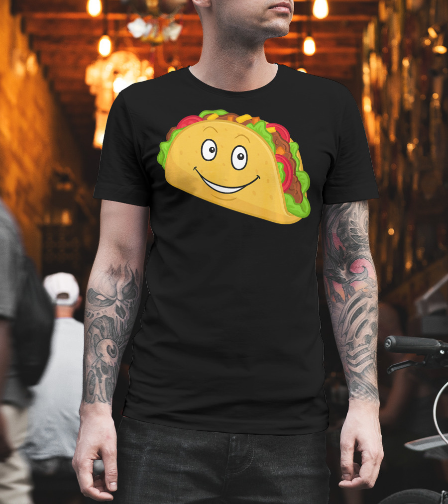 Happy Taco Snack Emoticon Face T-Shirt