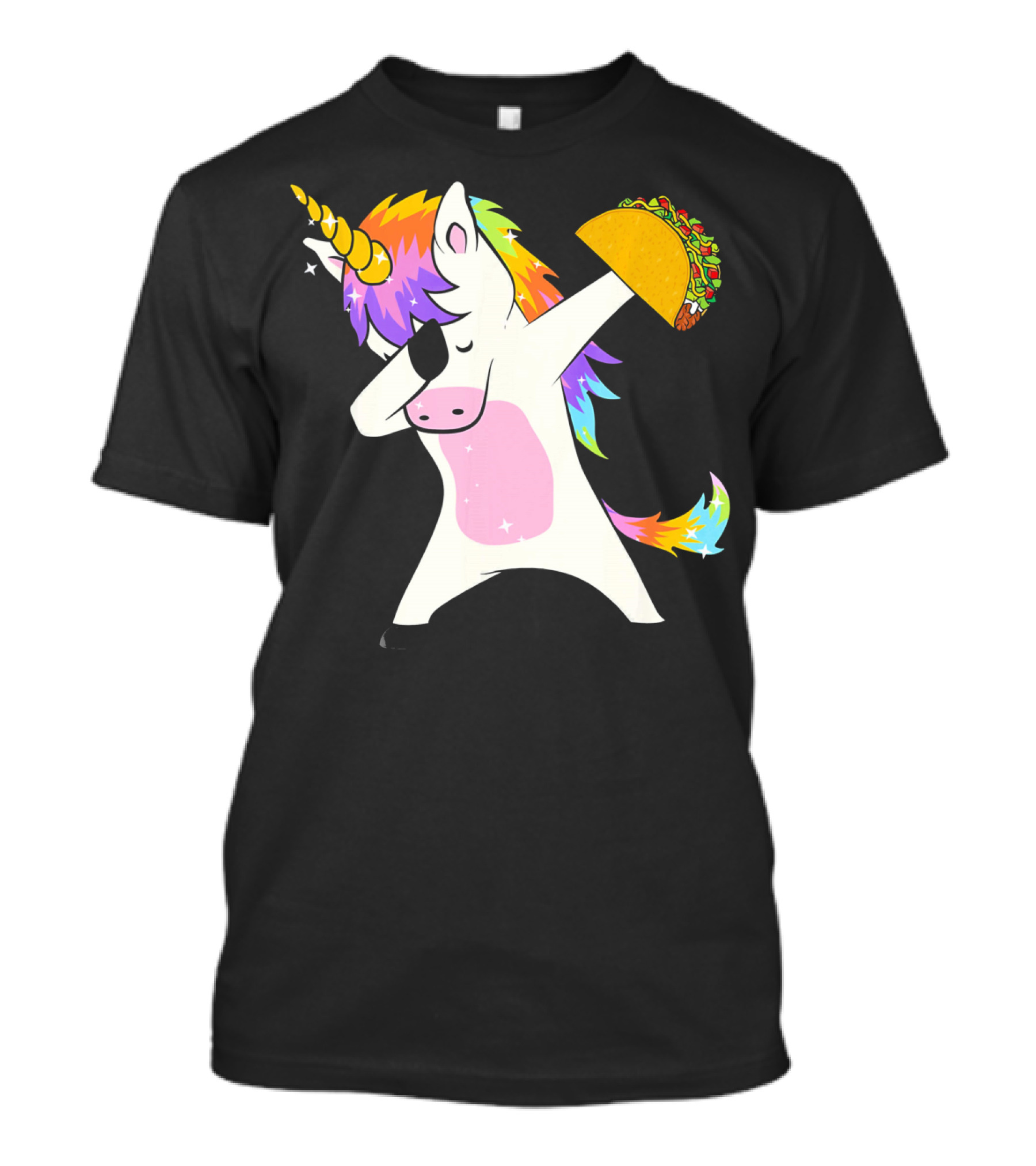Dabbing Rainbow Unicorn Holding Taco Funny Cinco T-Shirt