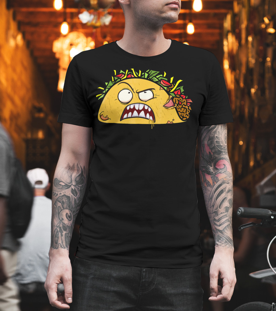Funny Scary Zombie Tacos Face T-Shirt