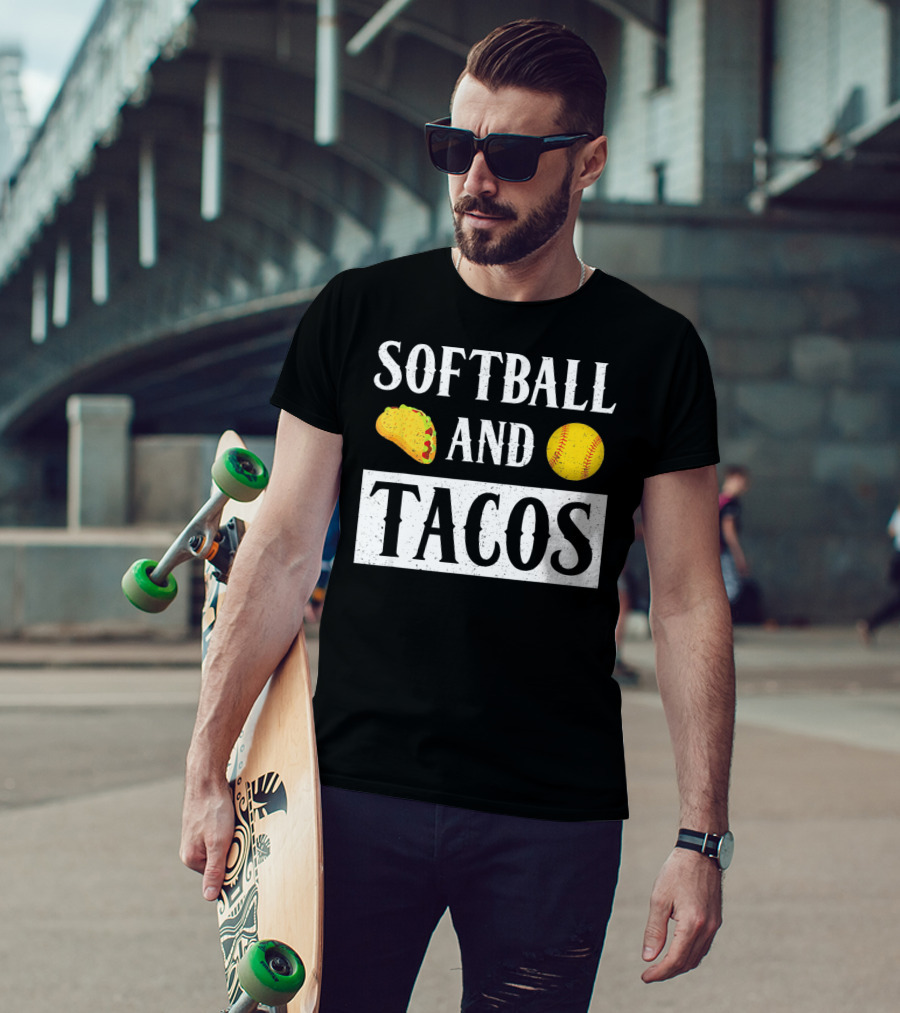 Softball And Tacos With Taco And Softball Icons T-Shirt
