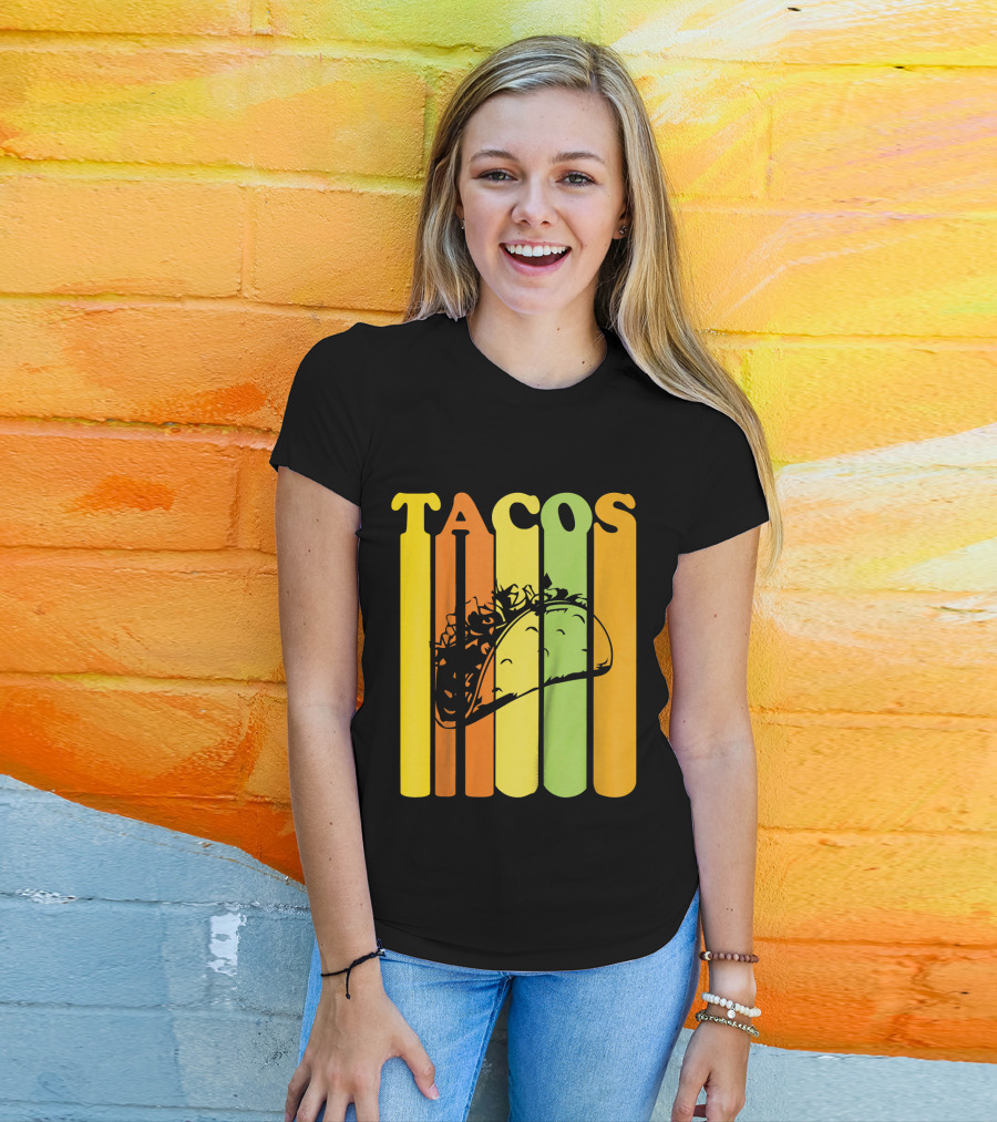Tacos Retro Vintage Stripes Kids Novelty T-Shirt