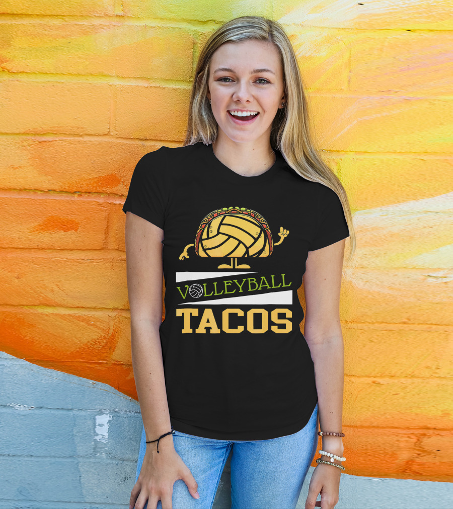 Volleyball Tacos Fun Men Women Kids Volleyball Player T-Shirt