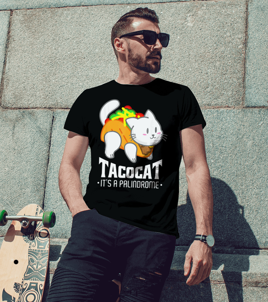 Tacocat It's A Palindrome Cute Funny Taco Cat Lover T-Shirt
