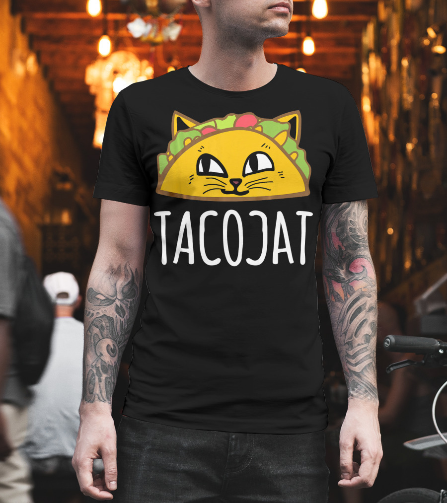Tacocat Cute Cat and Taco Palindrome T-Shirt