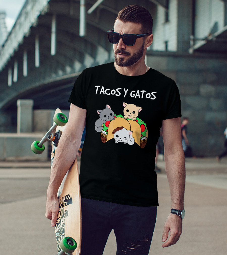 Tacos Y Gatos Cute Funny Cats In Tacos T-Shirt