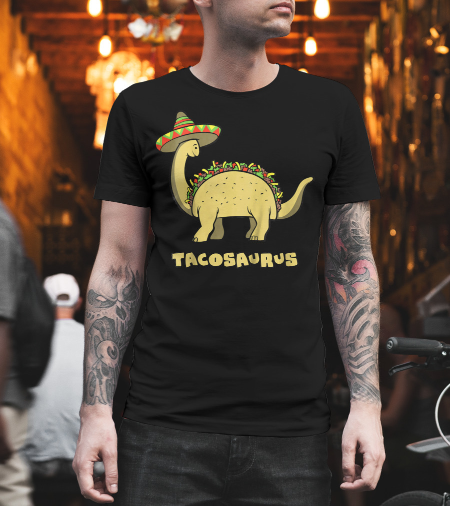 Kids Funny Tacosaurus Dinosaur With Sombrero Hat T-Shirt