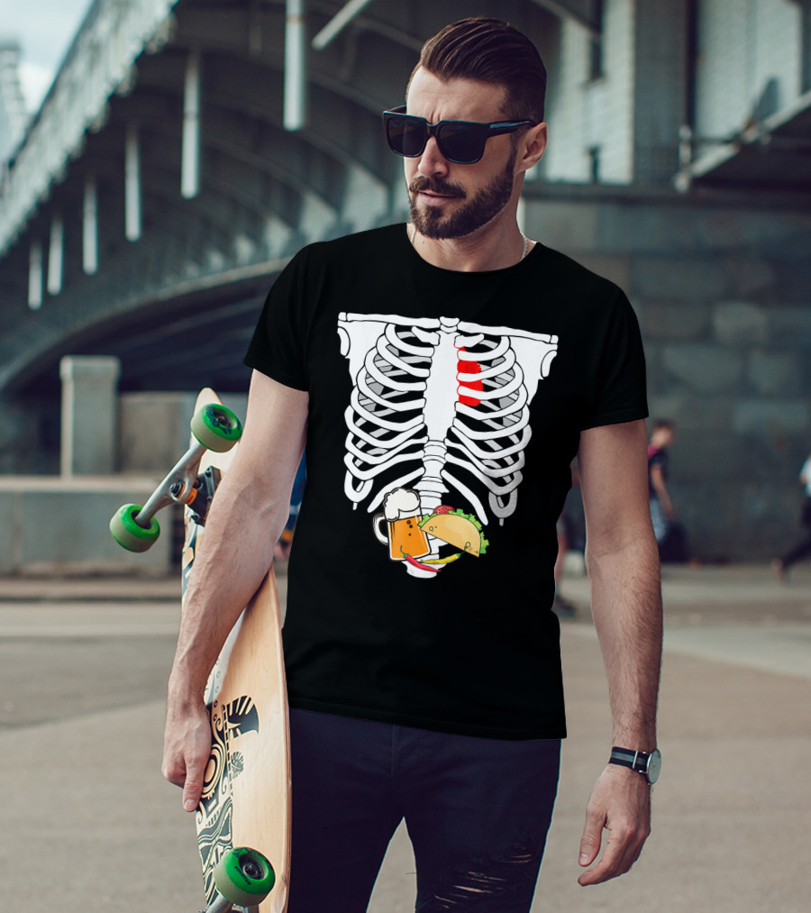 Skeleton X-Ray Taco Beer Unis T-Shirt