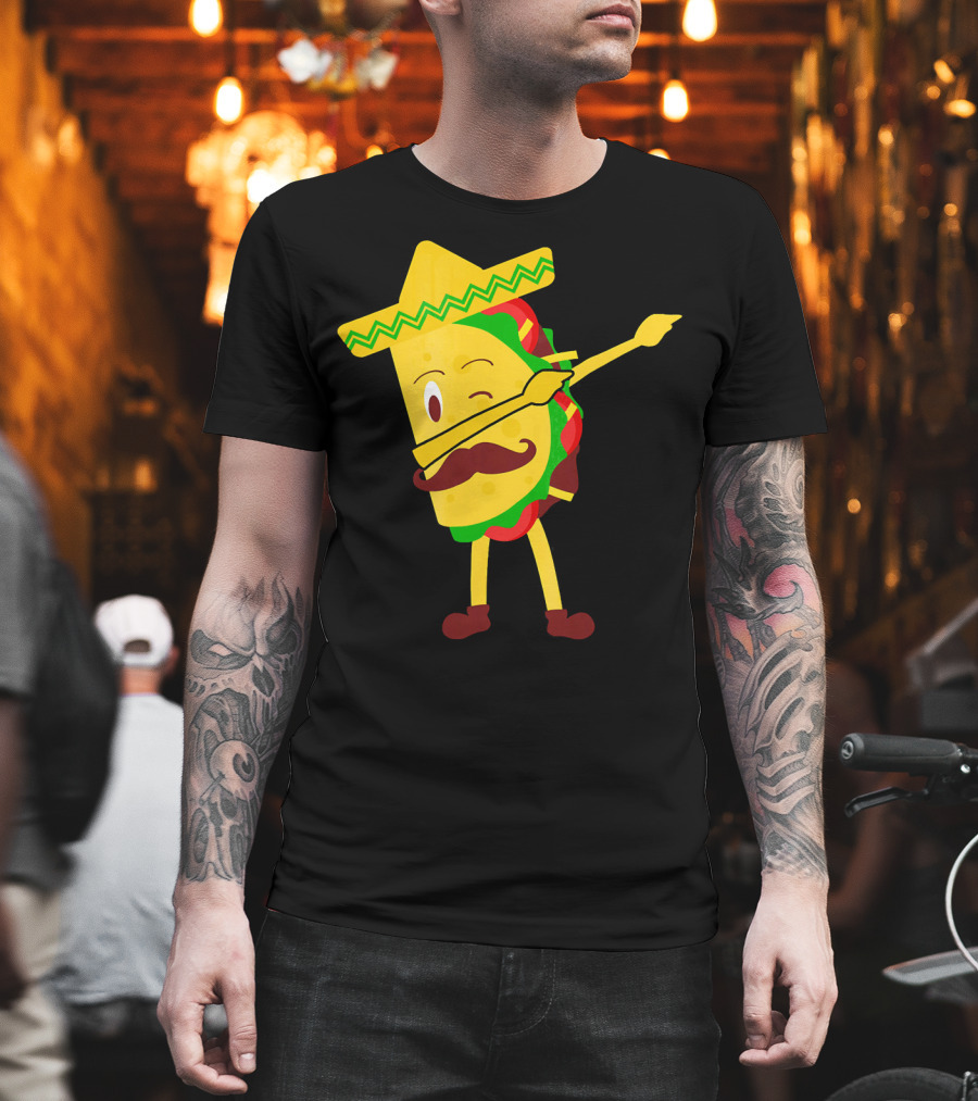 Taco Taco Lover Dabbing Sombrero Mustache T-Shirt