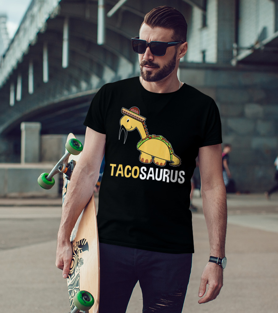 Tacosaurus Dinosaur Wearing Sombrero T-Shirt