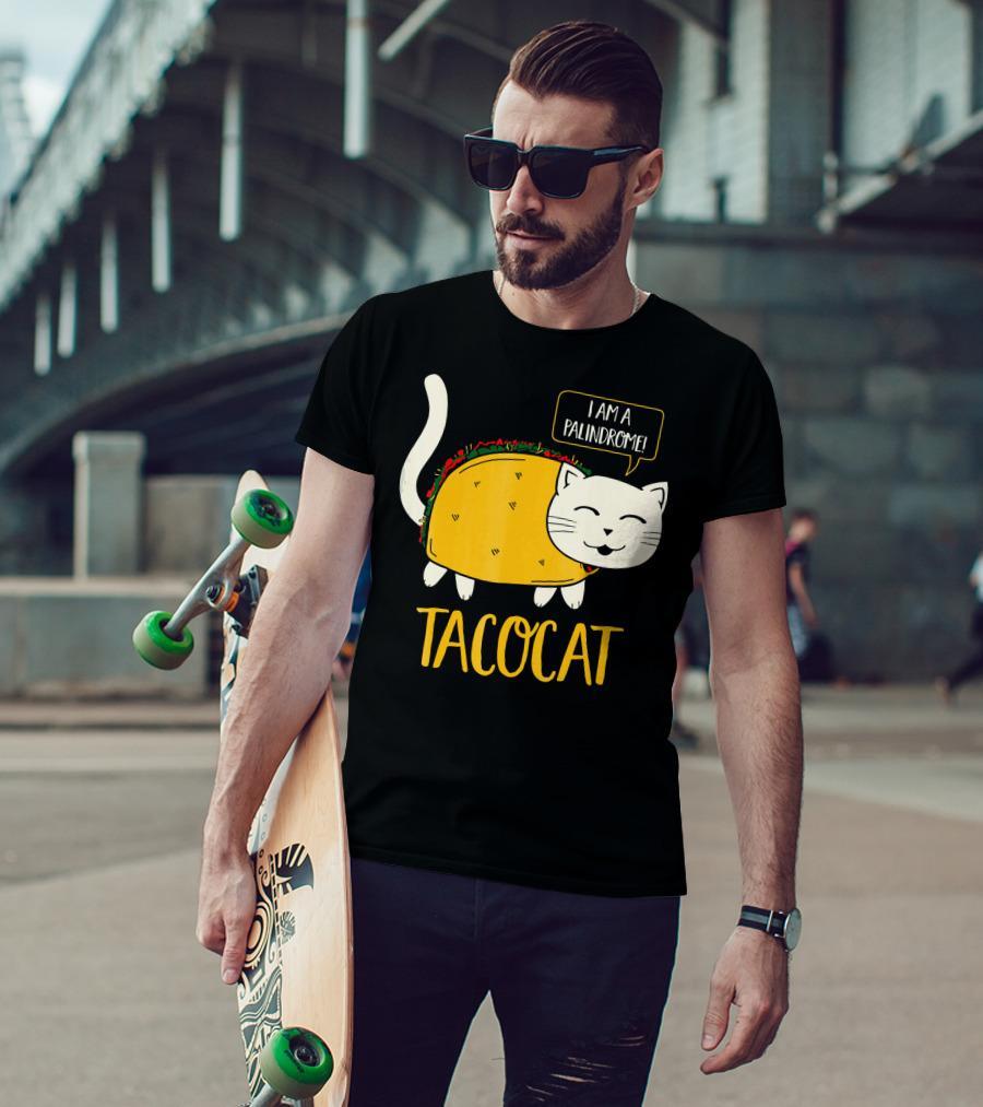 Tacocat I Am A Palindrome Cat Tacos T-Shirt