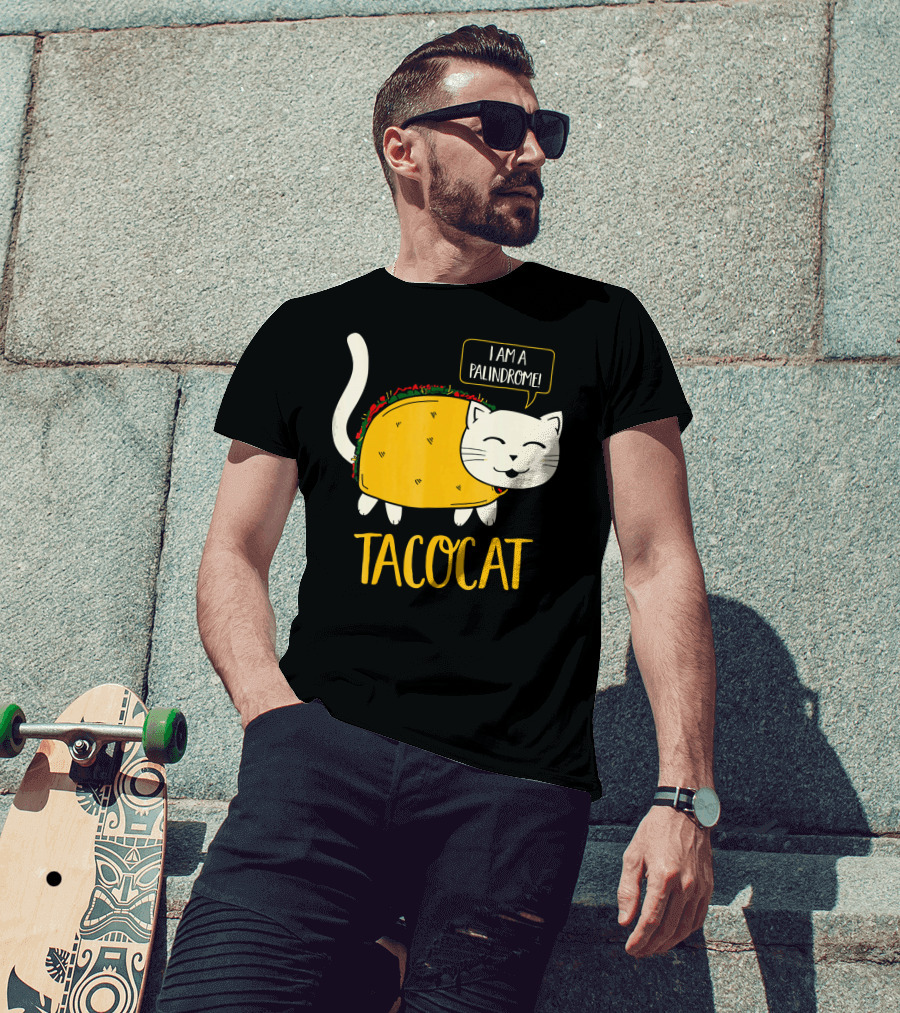 Tacocat I Am A Palindrome Cat Tacos T-Shirt