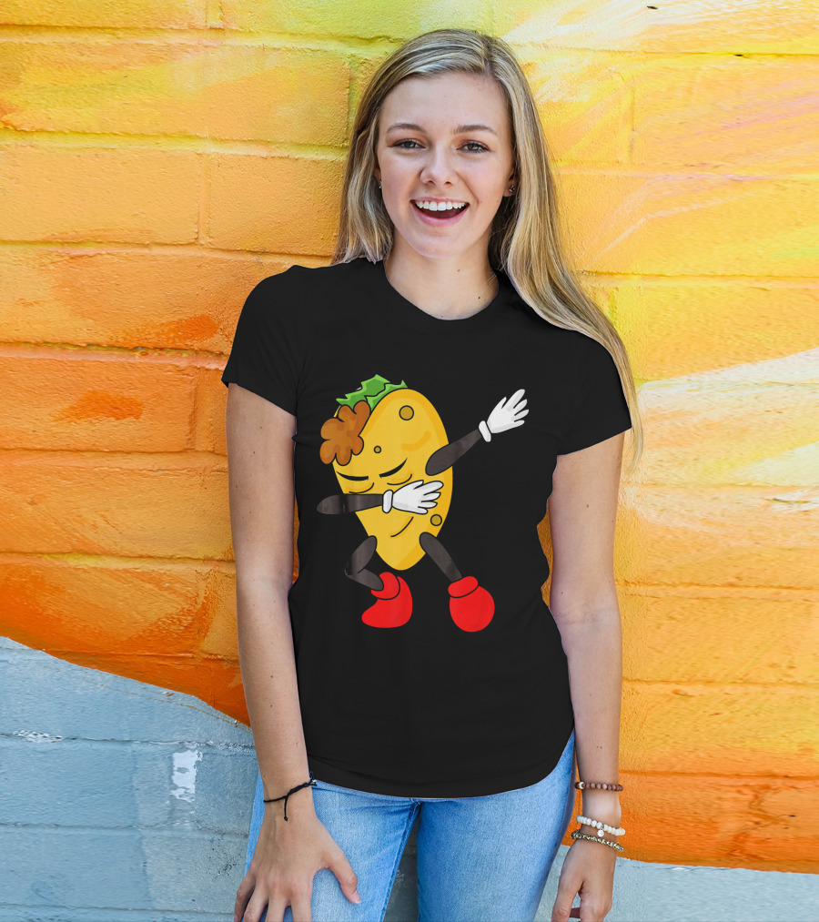Dabbing Taco Funny Taco Lover Character With Red Shoes T-Shirt