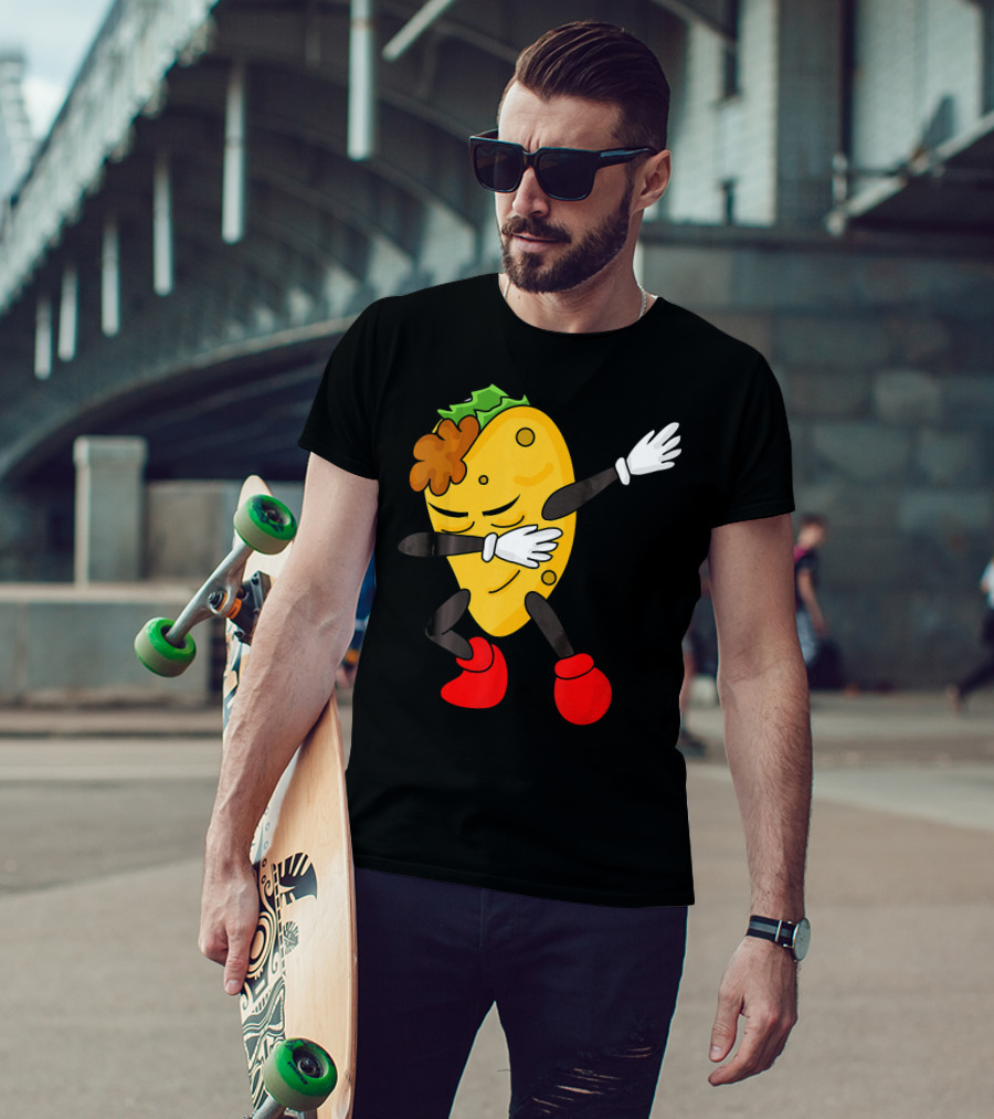 Dabbing Taco Funny Taco Lover Character With Red Shoes T-Shirt