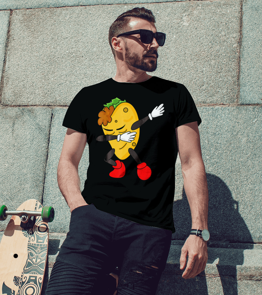 Dabbing Taco Funny Taco Lover Character With Red Shoes T-Shirt