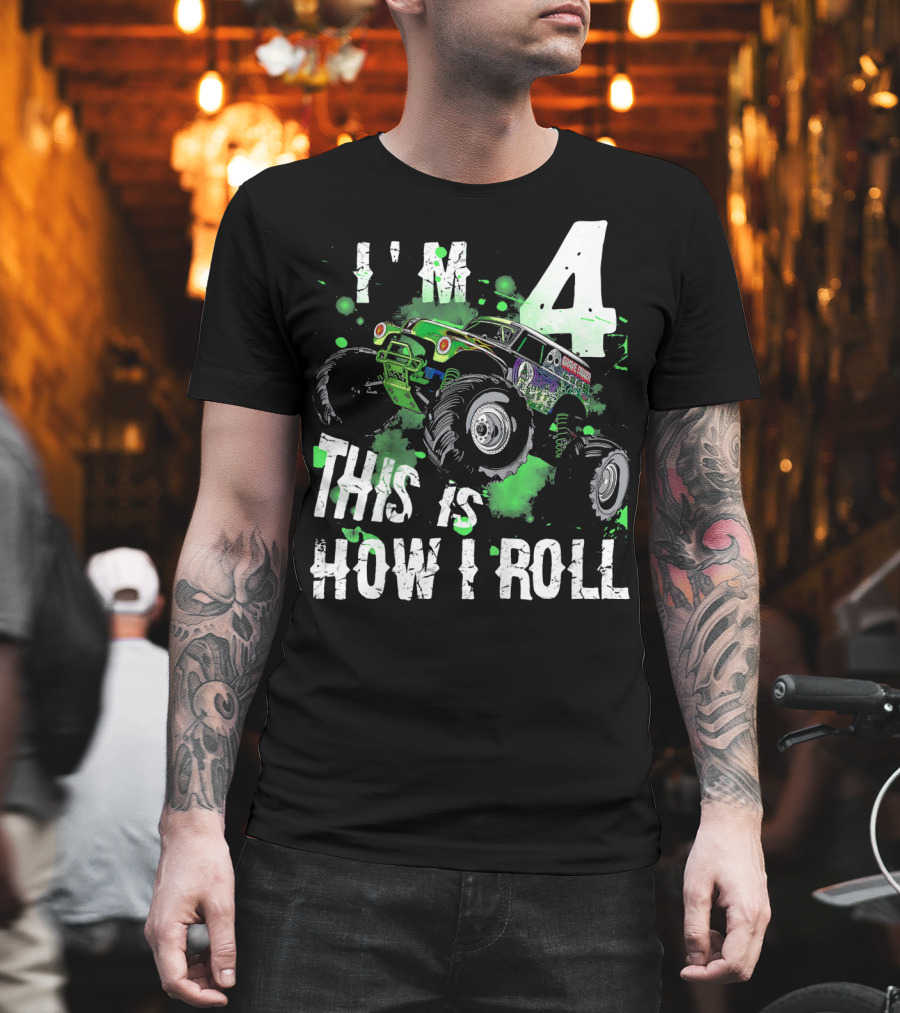 I'm 4 This Is How I Roll Monster Truck Kids T-Shirt